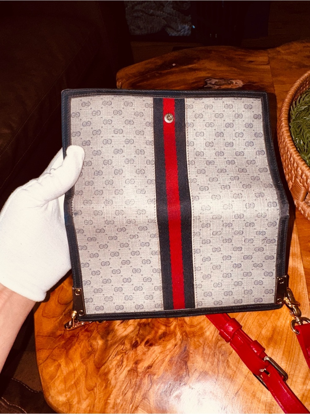 GUCCI Micro GG Logo Webbing PVC Leather Long Bifold Wallet/converted Crossbody - Picture 12 of 17